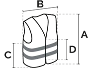 Illustrative icon showing the vest’s measurements